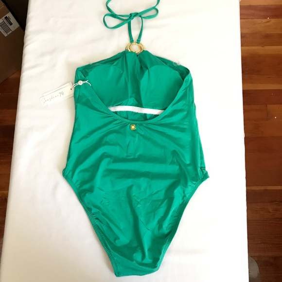 SUNSHINE 79 One Piece Swimsuit High Neck Gypset Solids Green Women’s Size 10 - Picture 5 of 15